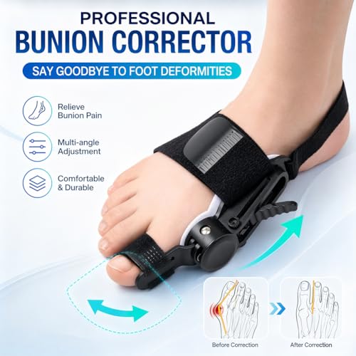 Bunion Corrector for Women & Men, Big Toe Splint with Gel Toe Spacers, Hallux Valgus Brace for Pain Relief & Toe Alignment, Suitable for both left and right feet, Day & Night Wearable White