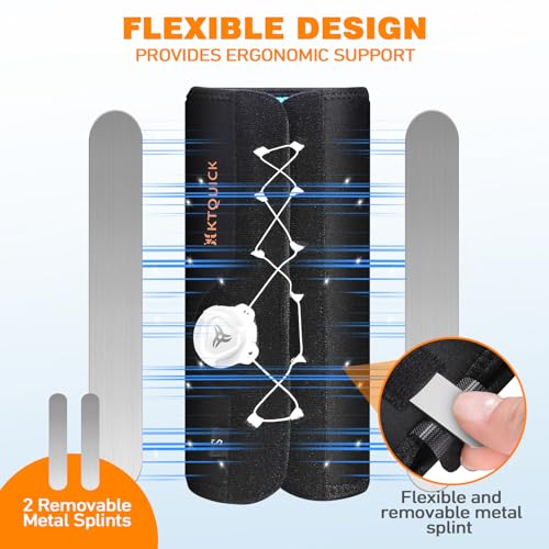 Elbow Brace with 2 Removable Metal Splints, Adjustable Knob Tennis Elbow Support for Tendonitis, Cubital Tunnel Syndrome Brace,KTQUICK Ulnar Nerve Entrapment Brace, Pain Relief,Fits Men&Women Right(M) Medium