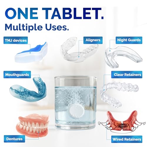 Dental Duty Overnight Retainer Cleaner Tablets – Deep Clean Invisalign & Denture Cleaning Tablets for Aligners, Mouthguards & Night Guards – Removes Odor, Plaque & Stains – 120 Count