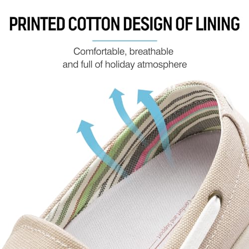 Womens Slip On Shoes, Casual Boat Loafers Shoes Women with Arch Support 9.5 Beige