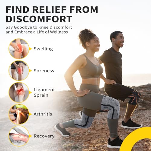 CAMBIVO 2 Pack Knee Brace for Women & Men, Compression Sleeves Knee Support Black X-Large