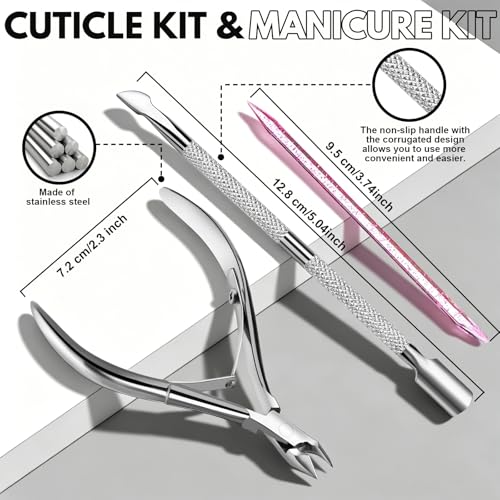FANDAMEI Cuticle Kit, Cuticle Trimmer, 54Pcs Manicure Kit For Women