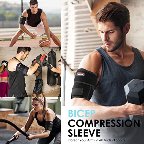 FEATOL Bicep Tendonitis Brace Compression Sleeve Support, Upper Arm Brace Tricep Bicep Support Bands for Men and Women, Arm Wrap Pain Relief for Muscle Strains and Inflammation(Black, X-Large) Black