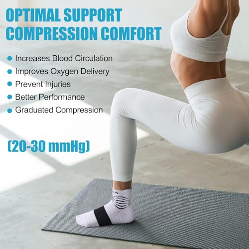NEENCA Professional Compression Socks, Medical Athletic Ankle Socks for Injury Recovery & Pain Relief, Sports Protection, Circulation —1 Pair, 20-30 mmhg White Small