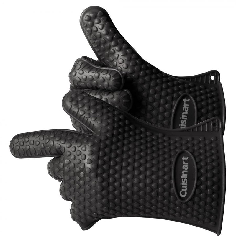 Cuisinart Heat Resistant Silicone Grilling Gloves for Indoor and Outdoor Cooking, Grilling, One Size Heat Resistant Silicone Gloves, 2-Pack