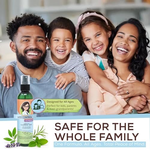 Lice Prevention Leave-In Conditioner Spray for Kids – Natural Daily Detangler with Plant Oils & Extracts – Gentle, Non-Greasy Formula for Shiny, Soft Hair – 8 oz