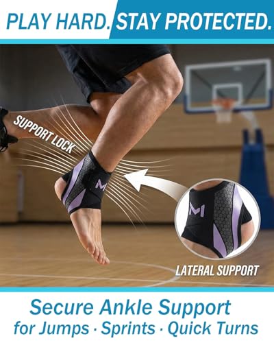 2-Pack Ankle Brace for Men & Women,Adjustable Lace up Ankles Sock,Basketball Ankle Stabilizer with Straps,Orthopedic Compression Sleeve for Plantar Fasciitis Relief,Tendonitis,Sprained(Purple) Purple