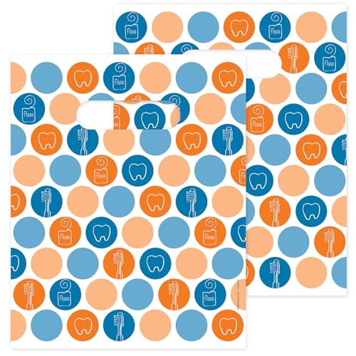 Dental Dots Dental Giveaway Bags, 8" x 10", 100 Pack 8" x 10"