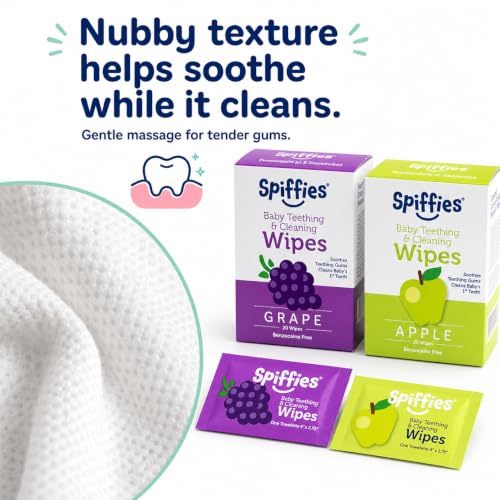 Xylitol Baby Tooth Wipes - Apple & Grape, Fluoride-Free, 60ct Combo 20 Count (Pack of 3)