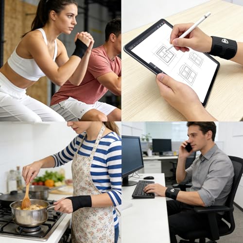 4 PCS Wrist Support Braces, 2 Pairs Adjustable Compression Wrist Wraps for Daily Use & Sports, Wrist Support for Pain Relief, Carpal Tunnel, Tendonitis, Sprains for Men Women