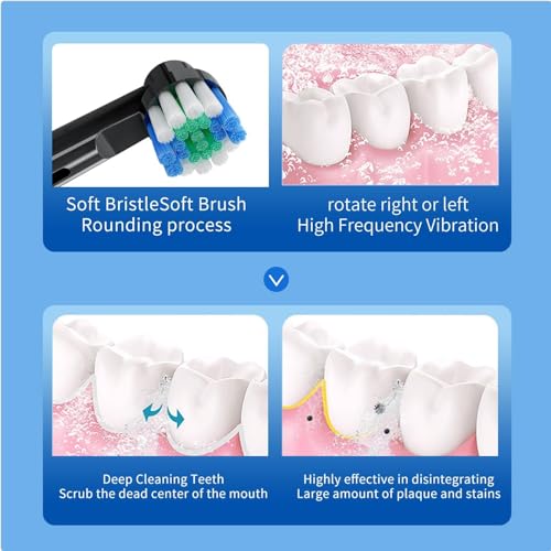 Deep Clean Rechargeable Electric Powered Toothbrush, Rechargeable Electric Toothbrush with 8 Brush Heads,Pressure Sensor to Protect Gums Light White