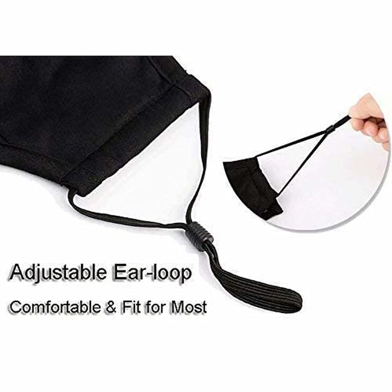 NBDIB Adult Adjustable Face Protection with Filter Pocket and Nose Wire Black Breathable Cloth Mask with 10Pcs Filters 3+10pcs