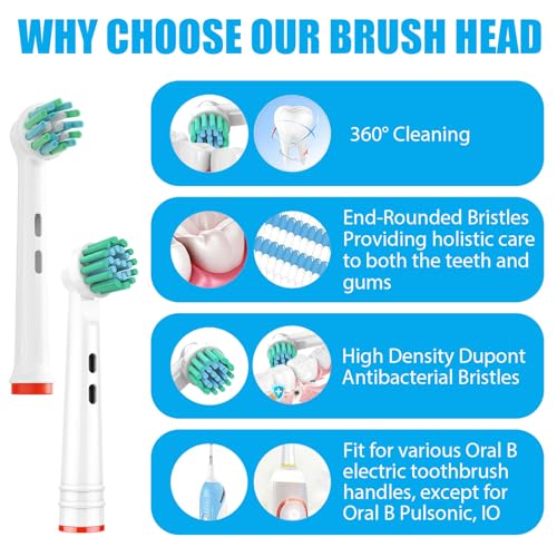 GENKENT 8 Pack Replacement Toothbrush Heads Compatible with Oral B Braun Pro 1000/500/1500/3000/5000/6000 Cross Action Head 1 Count (Pack of 8)