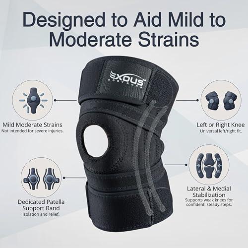 Knee Brace for Men & Women with Patented 4-Way Adjustable Support black