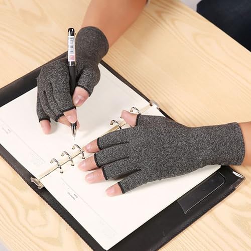 2 Pairs Bamboo Compression Gloves - Bamboo Arthritis Gloves for Men Women - Compression Glove for Arthritis Gray-2 Pairs Medium