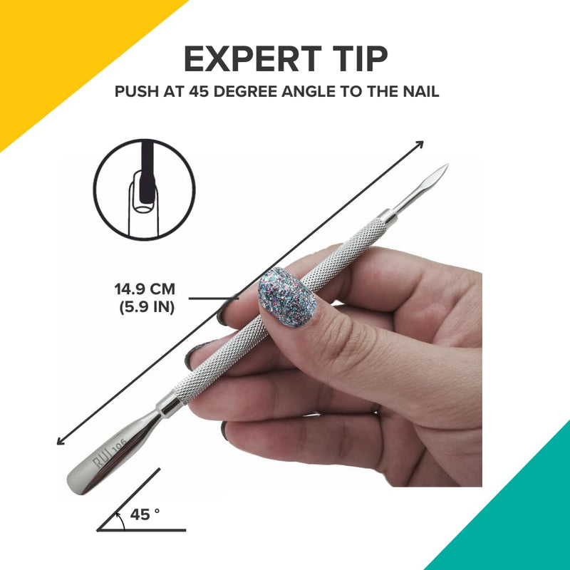 Rui Smiths Pro Cuticle Pusher with 2 Ends - Stainless Steel Manicure Tool - Style 106 - BeesActive Australia