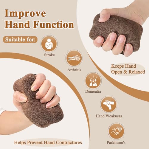Hand Finger Contracture Cushion, Palm Protector Grips for Stroke Recovery, Hand Grab Pads Finger Anti-Contracture with Elastic Band, Hands Splint Protectors, Hands Grip Strengthener (1 Pair)