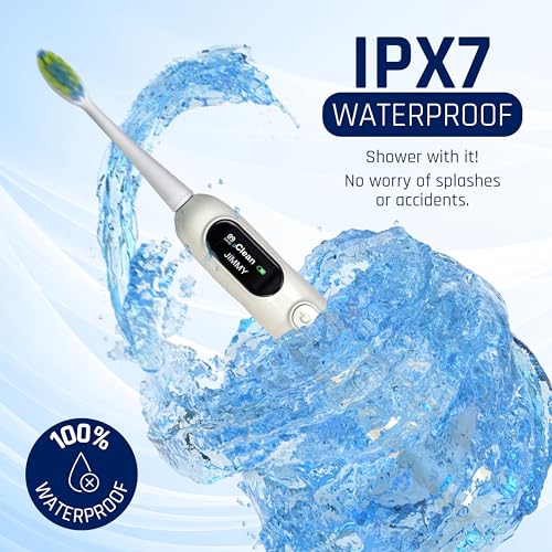 White Electric Toothbrush with Travel Case & 8 Vibrating German Pedex Bristle Brush Heads