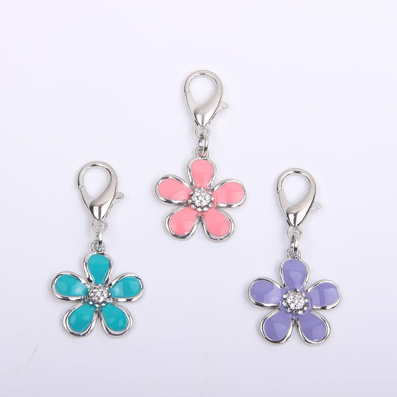 Bling Rhinestones Flower Charm Pendant Jewelry for Pet Dog Cat Puppy Necklace Collar Accessory Purple - BeesActive Australia