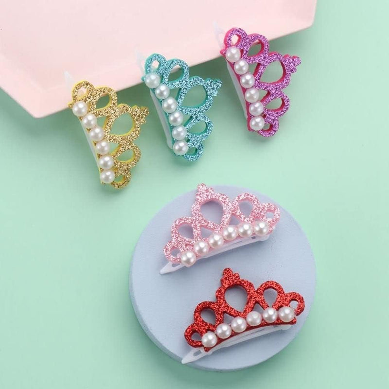 1 Pc Pet Small Dogs Cat Faux Pearl Crown Shape Bows Hair Accessories, Pets Hair Clips Dog Accessories DIY Pet Grooming Supplies Apparel Accessories (Pink) Pink - BeesActive Australia