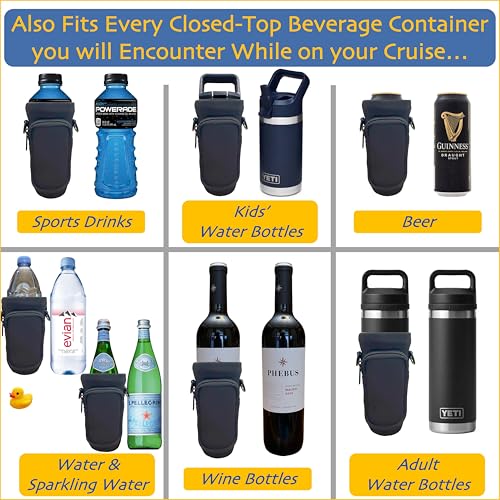 Royal Cruise Drink Package Sling (2-Pack, Blue) & Cruise Magnetic Toothbrush Holder