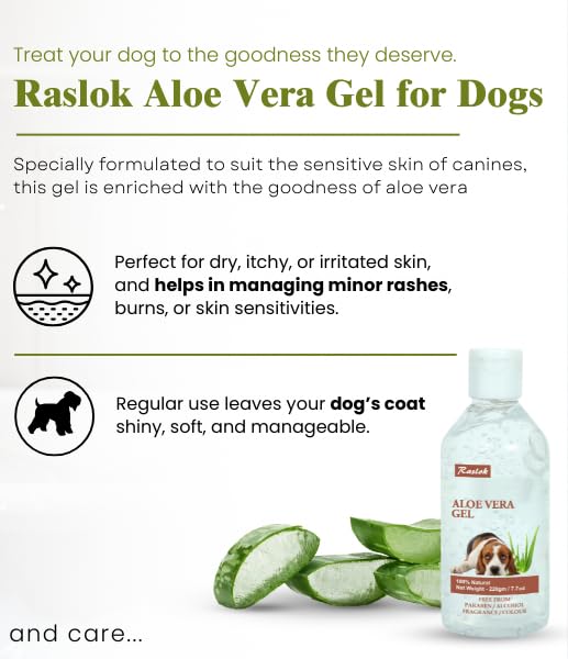 Aloe Vera Gel for Dog (Canine) 100% Natural, Hydrating Skin & Coat Care – Free from Paraben, Alcohol, Fragrance & Color – 220gm (7.7oz) - PawsPlanet Australia
