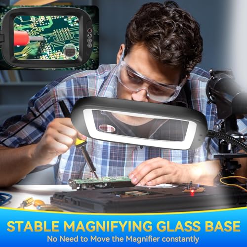 30X 10X Extra Large Floor Magnifying Glass with Light and Stand Black