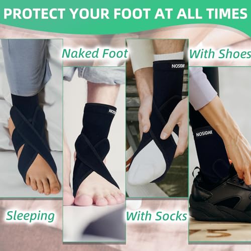 AFO Foot Drop Brace for Walking - Plantar Fasciitis Night Splint Black-Right