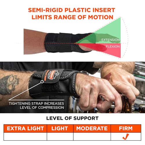 Ergodyne - 70004 ProFlex 4000 Single Strap Wrist Support, Black - Medium, Right Hand M-Right