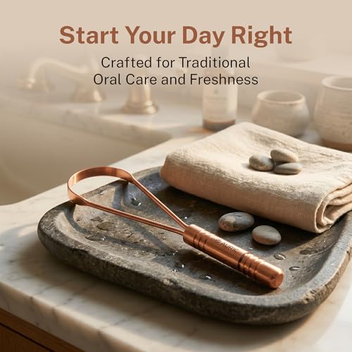 Auric Flow Wellness Kit – Copper Tongue Cleaner, Copper Straw with Cleaner, Neem (Indian Lilac) Wood Comb, Jade Gua Sha & Jade Roller | Daily Ayurvedic Self-Care Ritual Set