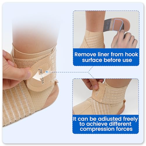 Velpeau Ankle Brace Support for Women Men Ankle Wrap for Pain Relief, M Khaki Medium