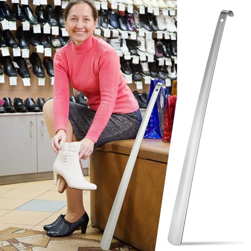 1 Pcs 31.5'' Extra Long Metal Shoe Horn for Elderly, Silver 31.5'' 1