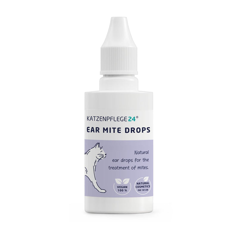 Cat ear drops 50ml to fight ear mites, itching, and ear inflammation - Natural immediate effect and gentle care for cat ears - Ear mite treatment for cats & dogs
