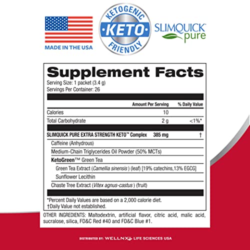 SlimQuick Pure 3X Extra Strength Drink Mix for Women, Achieve Weight Goals Mixed Berries