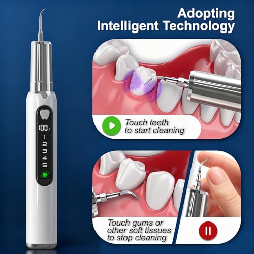 Plaque Remover for Teeth–5 Modes, LED, USB-C 4Tips Adult Teeth Cleaning Kit