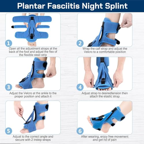Plantar Fasciitis Night Splint-Upgrade 3 Adjustable Plantar Facetious Relief Brace,Night Splint for Plantar Fasciitis Women & Men,Eases Plantar Fasciitis Foot Drop Achilles Tendonitis(1PC,Blue)