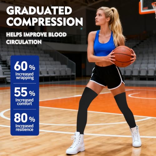 Thigh High Medical Compression Stockings For Women & Men,15-20 mmHg Thigh High Compression Socks,Firm Graduated Support Hose with Silicone Dot Band-Ideal for DVT,Varicose Veins,Edema,Swelling Small Closed Toe Black