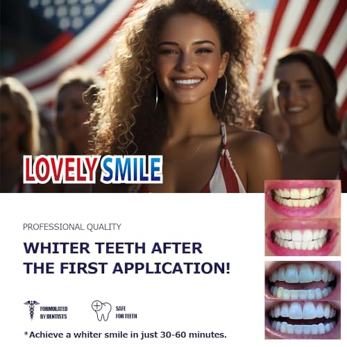Lovely Smile Premium Line 50 Teeth Whitening Strips for 25 Applications - White Teeth in 1 Hour - Enamel Safe - No Slip and No Sensitivity - Dental Whitener Kit by Ray of Smile 50 Strips / Mint