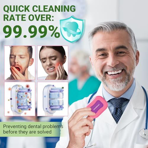 MONESAO Toothbrush Case, Toothbrush Covers, Rechargeable Portable Toothbrush Cleaner Holder Case, Auto Home Travel Tooth Brush Cover Cap Box for All Toothbrushes (Purple/Pink)