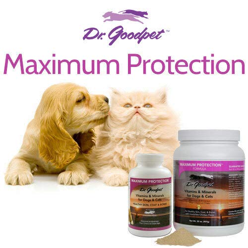 Dr. Goodpet Maximum Protection Formula – Daily Multivitamin & Trace Mineral Powder for Dogs & Cats – Human-Quality Vitamins C & E, Zinc & 70+ Minerals – Skin, Coat, & Bone Support with Goats Milk Whey 8 oz