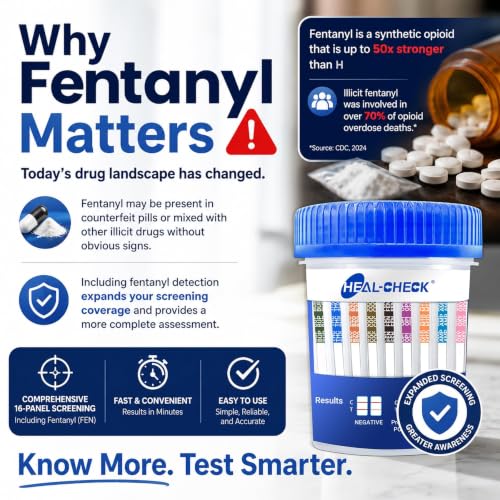 [6 Pack] HEAL-CHECK 16 Panel Drug Test Kit with Fentanyl for Home,Workplace 6 PACK