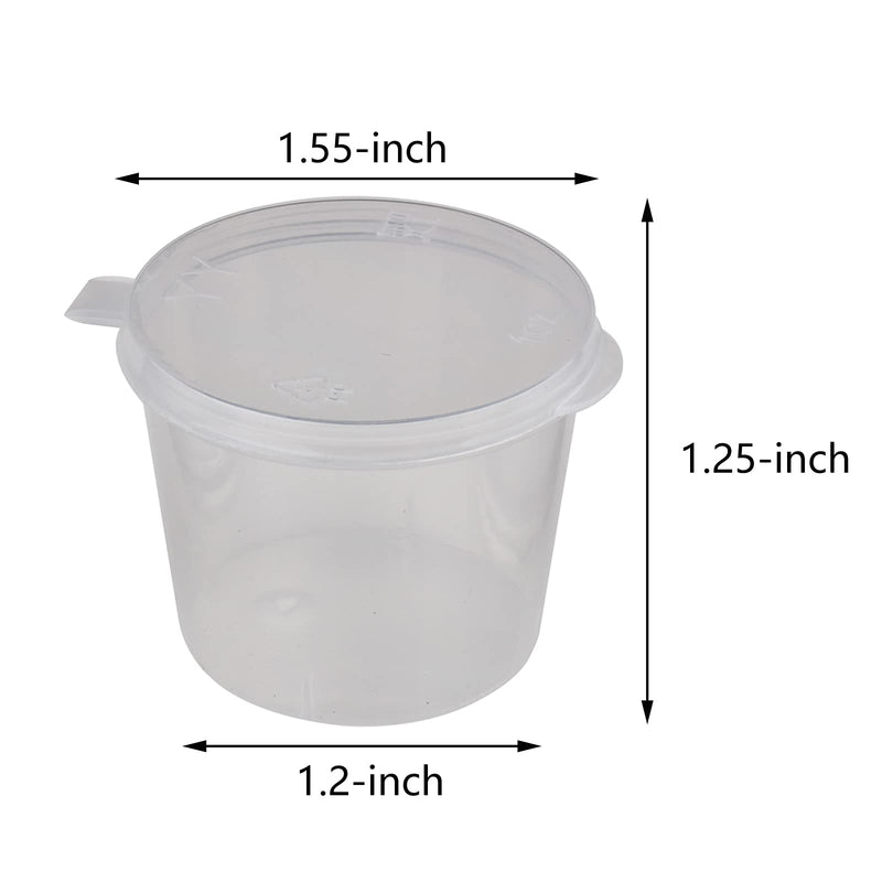 WARMBUY 1-Ounce Plastic Disposable Cups with Attached Lids for Sauces, Salad Dressings, Paints, 100 Counts (Pack of 2) 100 Count (Pack of 2)