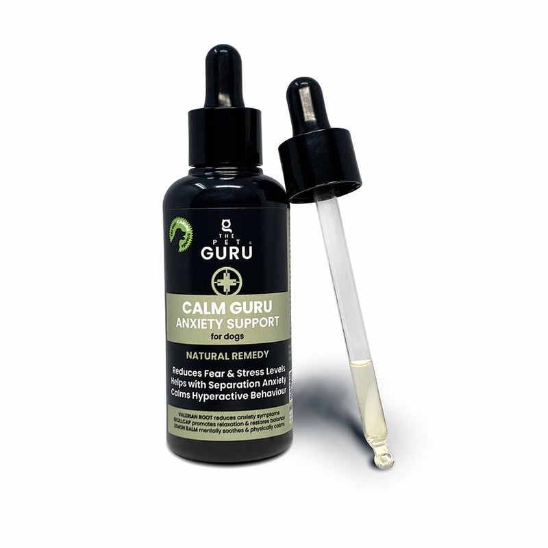 Calm Guru | Natural Anti-Anxiety Dog Calming Supplement Drops, 100ml | Calming Care for Hyperactivity, Noise Phobia, Dog Separation Anxiety, Fireworks | Valerian for Dogs