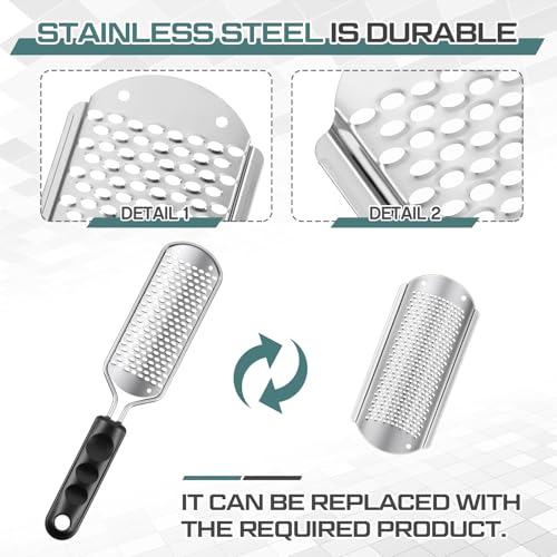 Moxweyeni 14 Pack Colossal Foot File Pedicure Tools Sets with 2 Styles Large and Small Hole Replacement Callus Remover Blades, Stainless Steel Detachable Pedicure Foot Rasp for Dead Skin Remover Silver