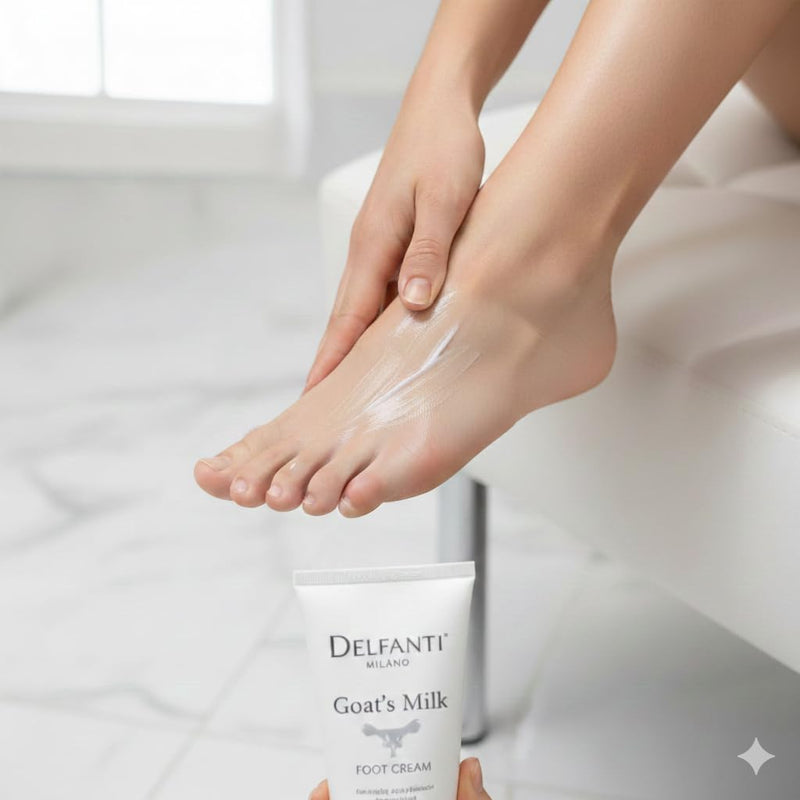 Delfanti-Milano - Goats Milk Moisturizing and Resurfaceing Foot Cream • Tea tree and Peppermint oils • 8.4 oz 250mL • Made in Italy