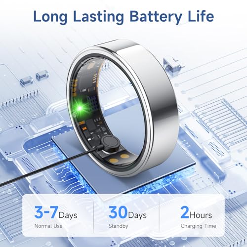 Smart Ring for Women Men, Health Tracker, Fitness Ring (Silver, 8#) Silver 8#
