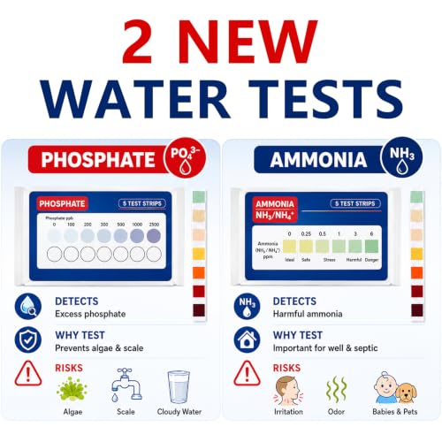 Water Test Kit for Drinking Water, 23-in-1 Water Test Strips for Tap & Well Water, Tests Hardness, Lead, Iron, Copper, Chlorine, Fluoride, pH, Nitrate & More, Fast Home Water Testing, 155 Strips 1