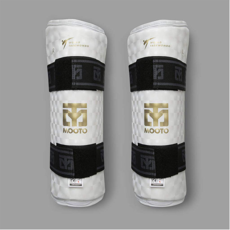 Mooto Korea Taekwondo Extera S2 Shin Protector Guard WT Logo MMA Martial Arts Kickboxing Karate Training Match Gym School Academy (Small(Length 24cm or 0.78 ft)) - BeesActive Australia