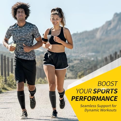 CAMBIVO Calf Compression Sleeves with Side Stabilizers for Men & Women - Shin Splint Support, Leg Brace Guard for Running XX-Large Black