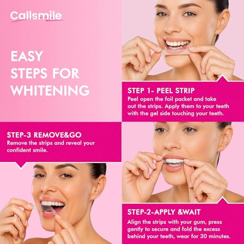 CALLSMILE Whitening Strips for Teeth Sensitive: 64 Strips Gentle Teeth Whitening Strips Enamel Safe Non-Slip Dry Strip Technology Residue Free Daily Oral Care, Mint Mint+Mint sea salt 64 Count (Pack of 1)